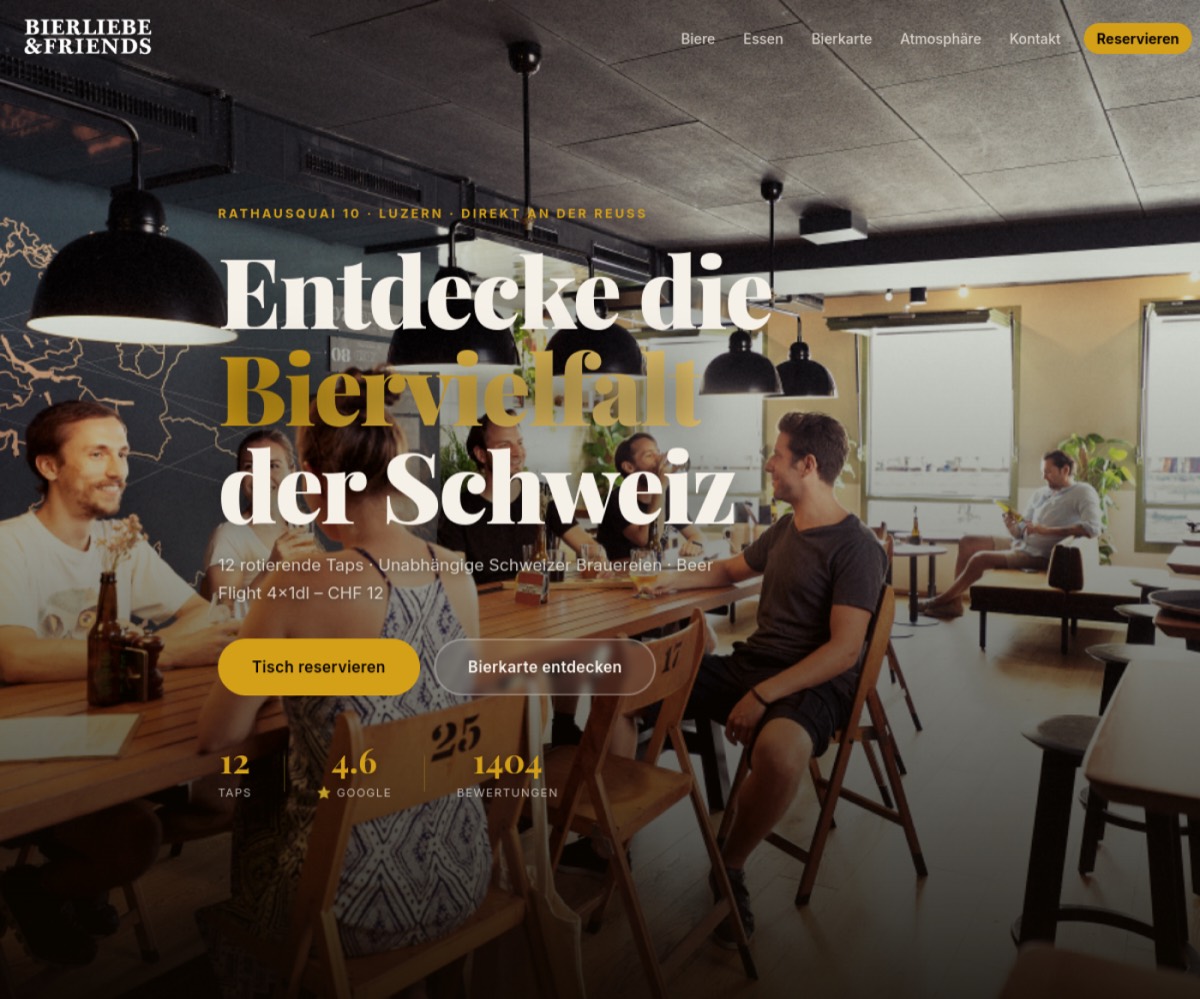Entwurf der Startseite von Bierliebe und Friends